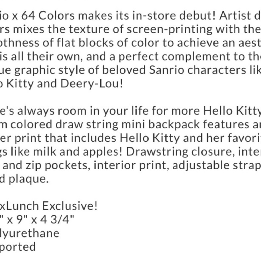 Hello kitty mini backpack. Super buttery soft leather. BoxLunch exclusive. - Picture 3 of 11